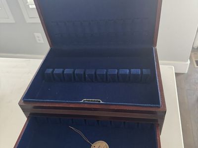 Vintage Wooden Silverware Chest with Drawer