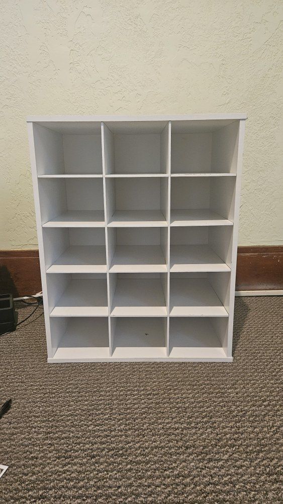 White Cube Storage Shelf - 15 Compartments (3x5) - Multi-Purpose Organizer