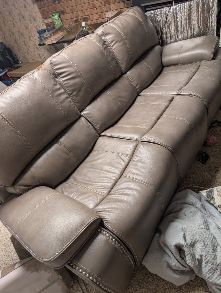 Gray Leather Double Recliner
