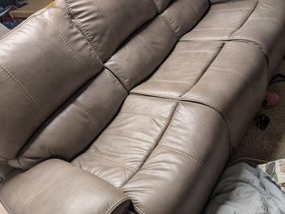Gray Leather Double Recliner