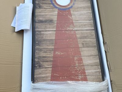 Unbranded Wood Grain Cornhole Board with Red and Blue Target Design - Single Board brand new still in box