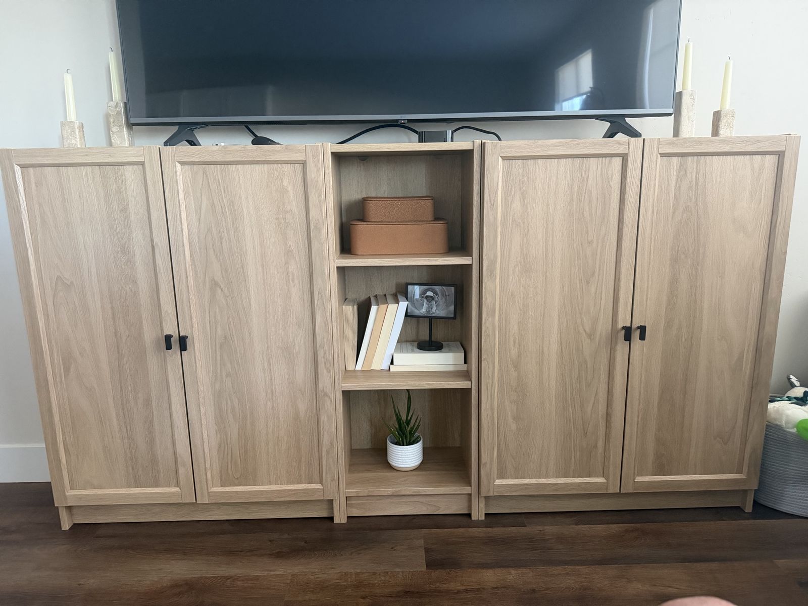 IKEA Billy Bookcases/Cabinets with Doors - Light Wood Finish