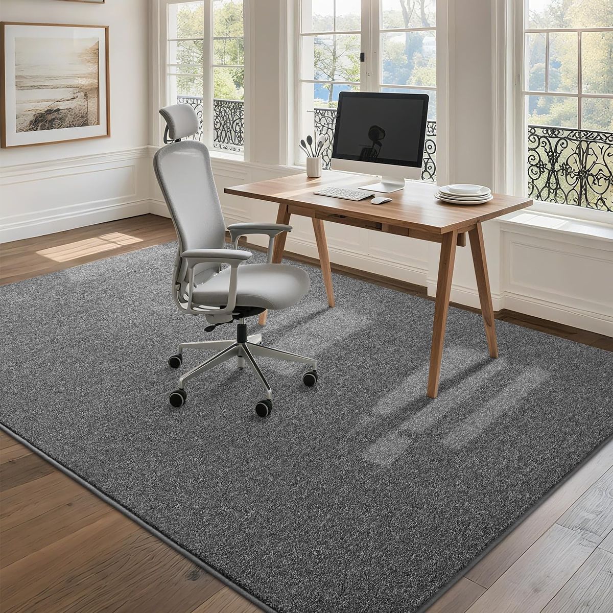 New! FALARK 4x6 Dark Grey Area Rug