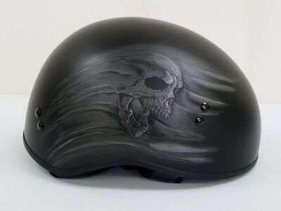 GMAX HH-65 HALF HELMET RITUAL NAKED MATTE BLACK/SILVER SM (72-5452S-B-R1-S3-E)