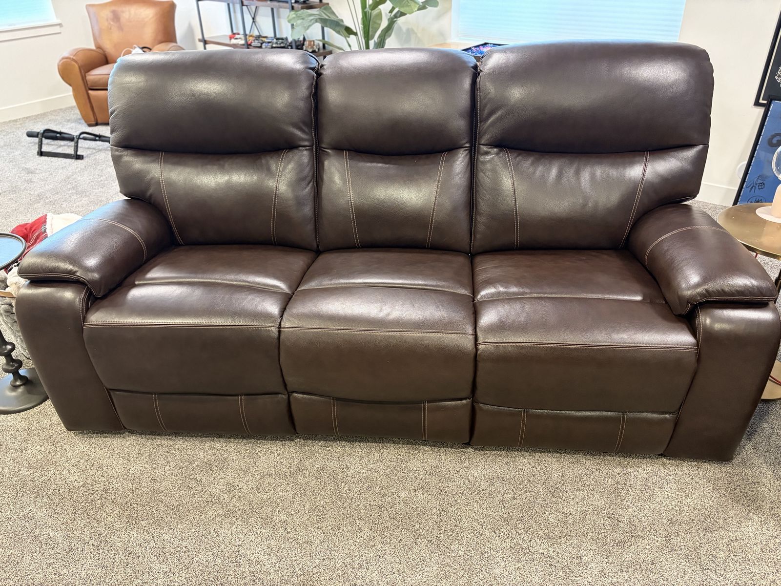 Power reclining leather sofa (Costco)
