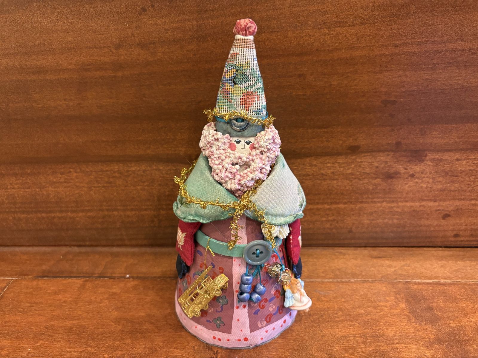 Vintage Mixed Media Folk Art Santa Claus