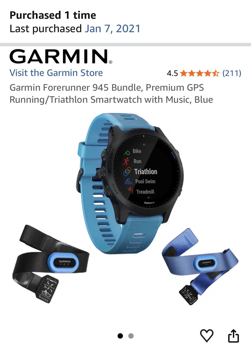 Garmin Forerunner 945 LTE Bundle GPS Triathlon Smartwatch with Heart Rate Monitors and Extra Bands