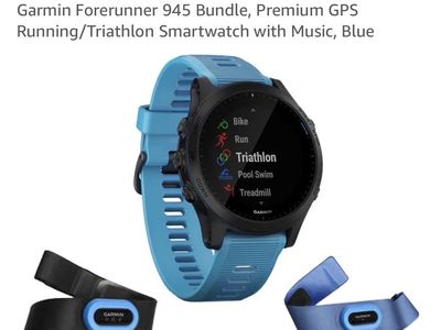 Garmin Forerunner 945 LTE Bundle GPS Triathlon Smartwatch with Heart Rate Monitors and Extra Bands