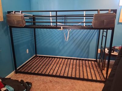 Black Metal Bunk Bed and Accessories