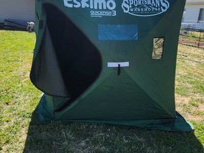 Ice fishing tent and 10" cycle auger