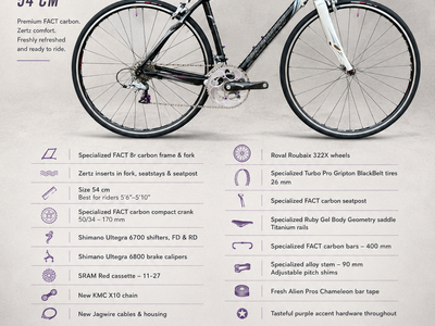Specialized Ruby Pro Carbon Road Bike – FACT Carbon – Ultegra – 54 cm