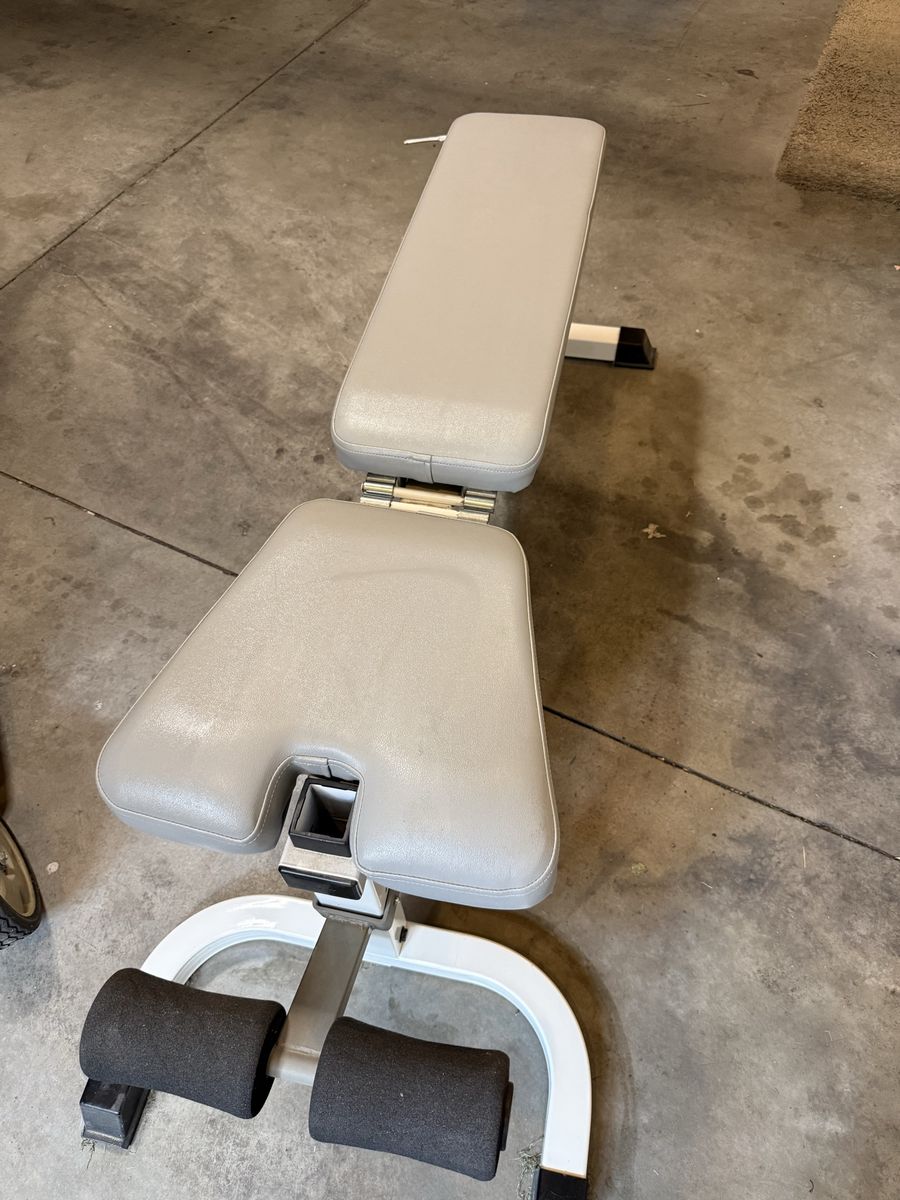 Tuff Stuff Adjustable Weight Bench with Leg Support - Gray/White