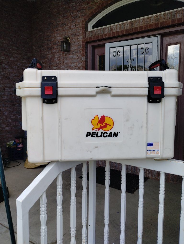 Pelican Elite 65 QT Cooler - Heavy-Duty, Made in USA, Tan/Red