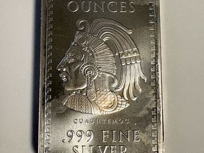 5 Troy Ounce .999 Fine Silver Bar — Cuauhtémoc Design