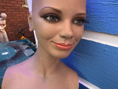 Lifesize Female Mannequin Torso & Legs - Bald Head, Realistic Face, Display Prop