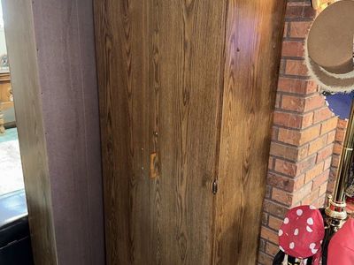 Vintage Faux Wood Grain Storage Cabinet with Shelves