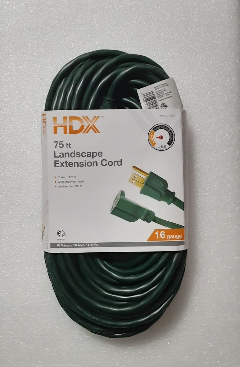 New HDX 75-ft. 16/3 Green Indoor/Outdoor Extension Cord
