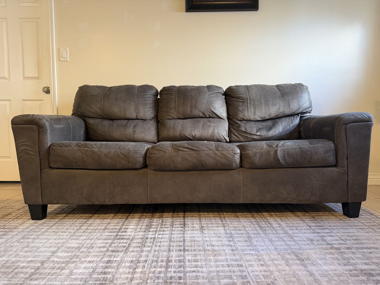 Ashley Wrenway Sofa - Brown Faux Leather Couch