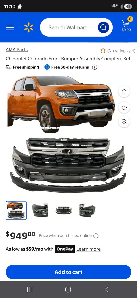 2021-2022 Chevy Colorado Front Bumper Assembly Complete Set OEM Take-Off Grille Fascia
