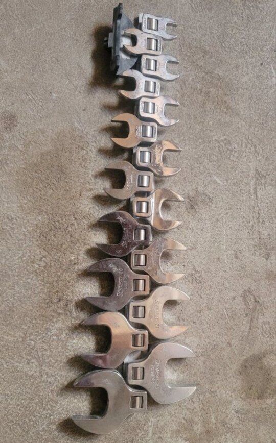 Snap-on open end crowfoot wrench set