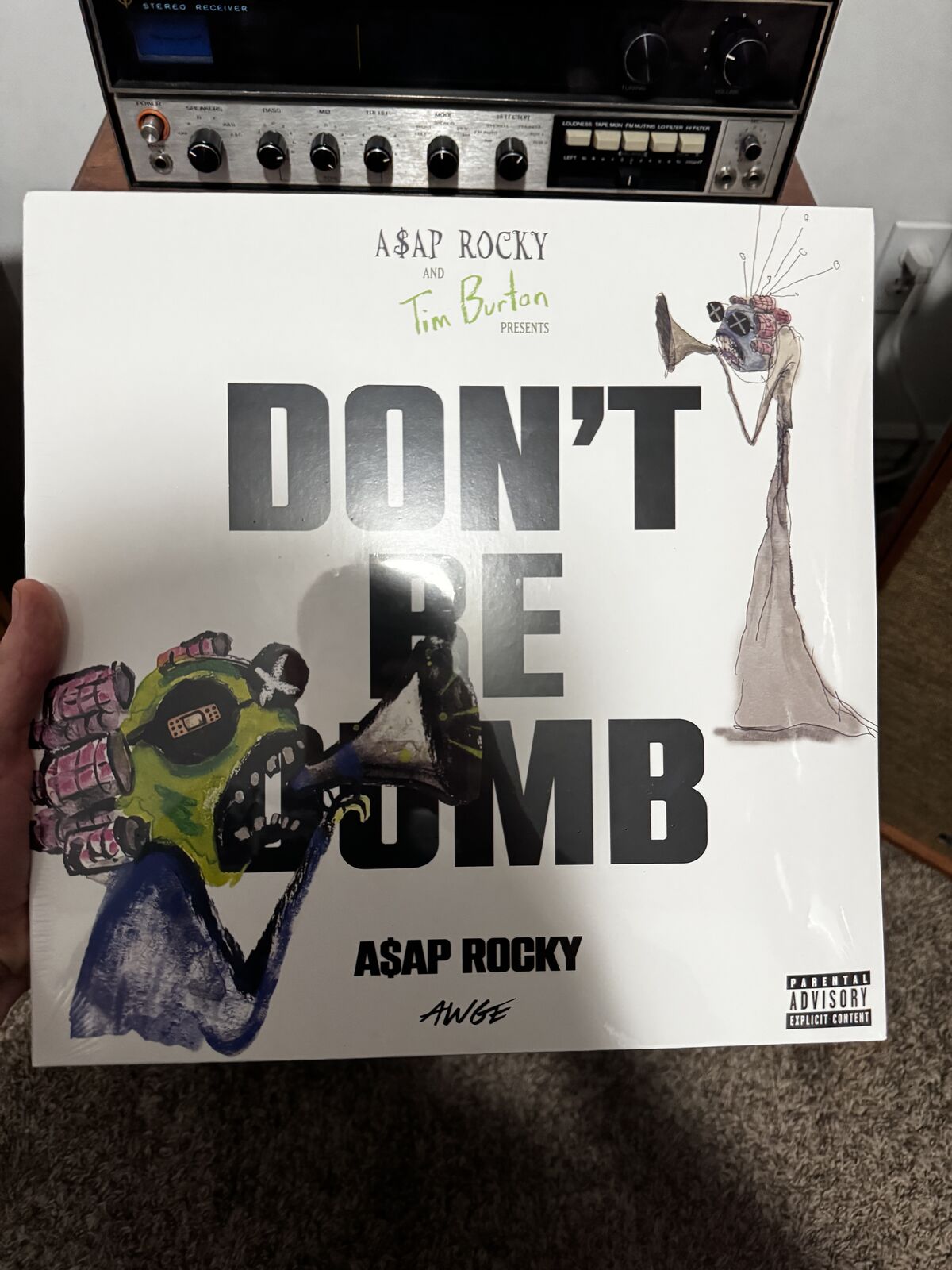 A$AP Rocky don’t be dumb GR1M signed, pink and green vinyl