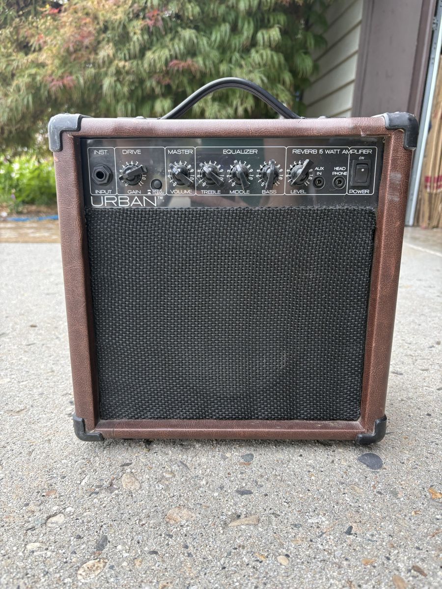 Urban Guitar Collection 15-Watt Guitar Amplifier, Model KU-26, Brown, Reverb and 4-Band EQ