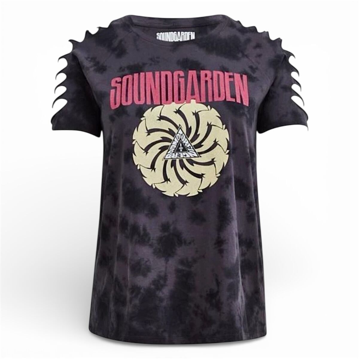 Torrid Soundgarden Slashed Sleeve, Gray Tie Dye Cotton T-Shirt - Size 2 Plus