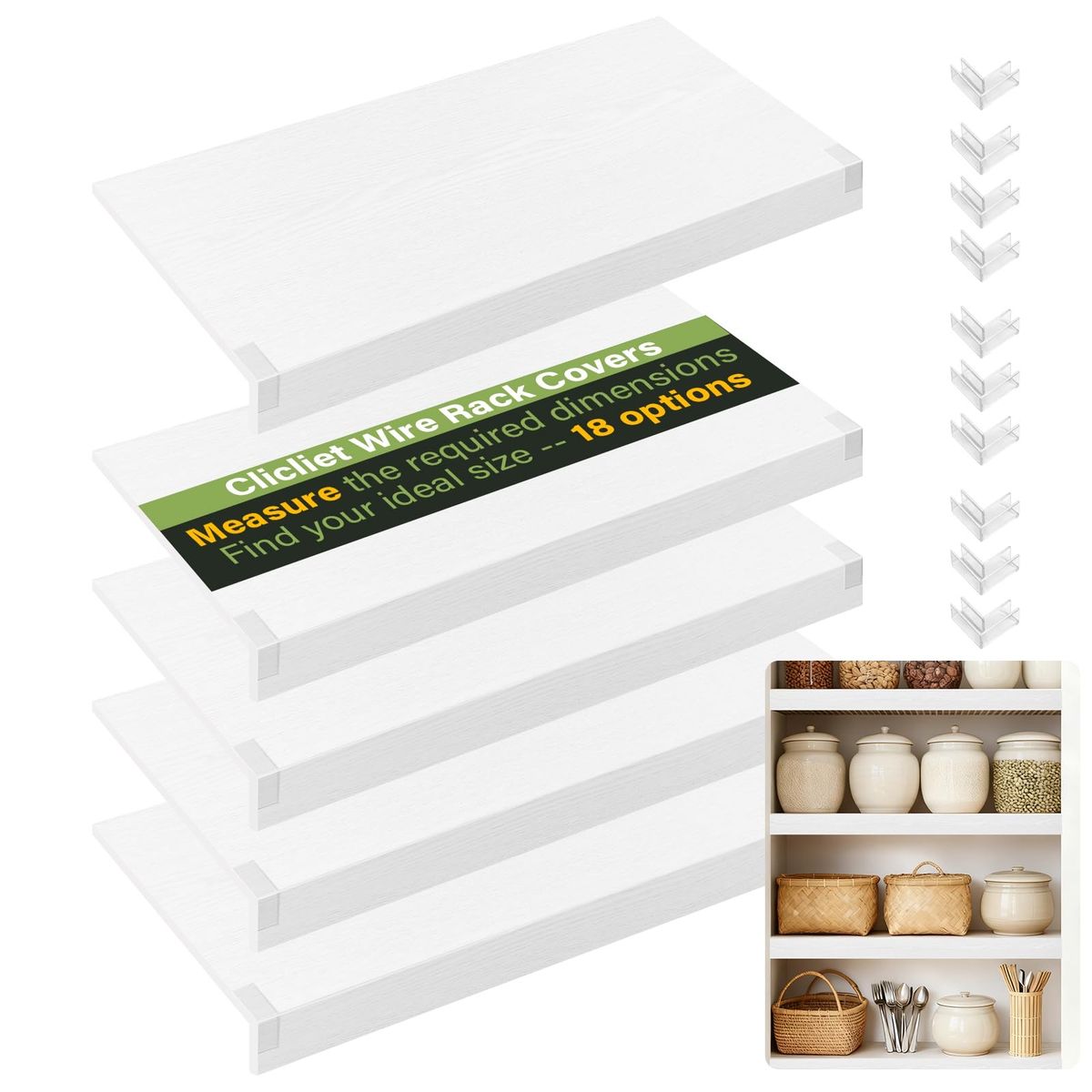 New-5 wire rack covers  40"x12" White Wire rack (5-Pack) for Shelving & Pantry Organization