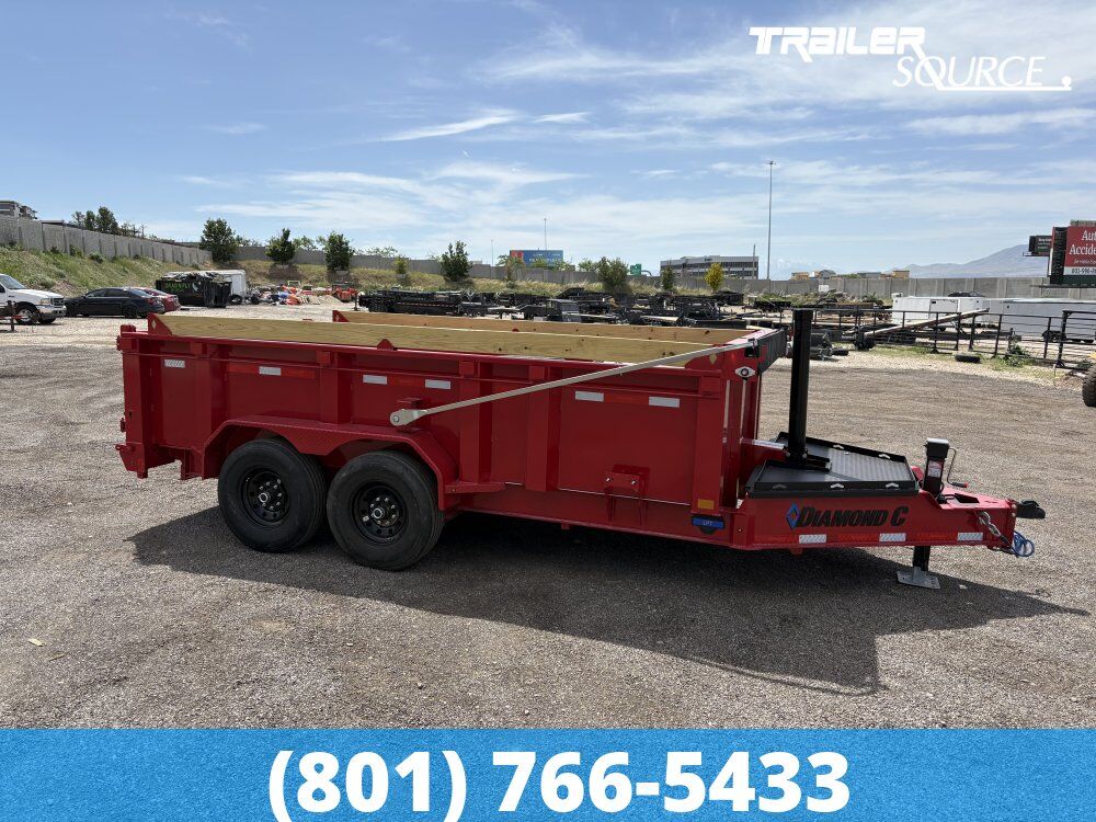 7x14 Diamond C LPT 207 Dump Trailer - 32" Sides - 15.5K GVWR - 14 Ply Tires, Board Brackets, Long Arm Tarp