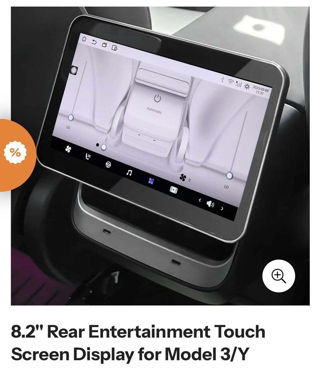 Tesla Model Y 2020-2025 8.2" Rear Entertainment Touch Screen Display for 