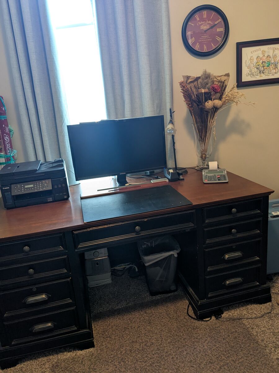 Office Executive Desk, Lateral File & Storage Cabinet - Mahogony