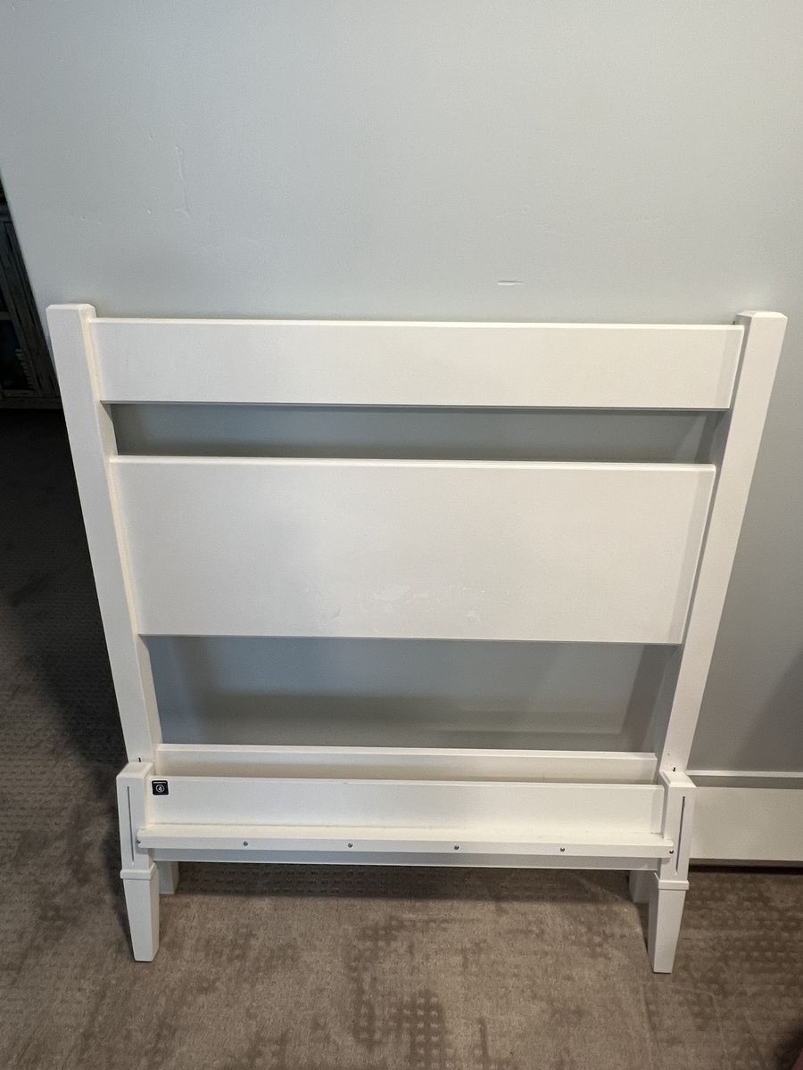 Pottey Barn - White Twin Size Wooden Platform Bed Frame with Headboard and Slats