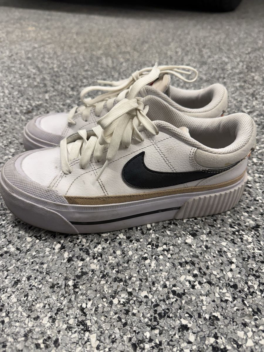 Nike Court Legacy Lift Sneakers - White/Black/Tan Women's Size 6