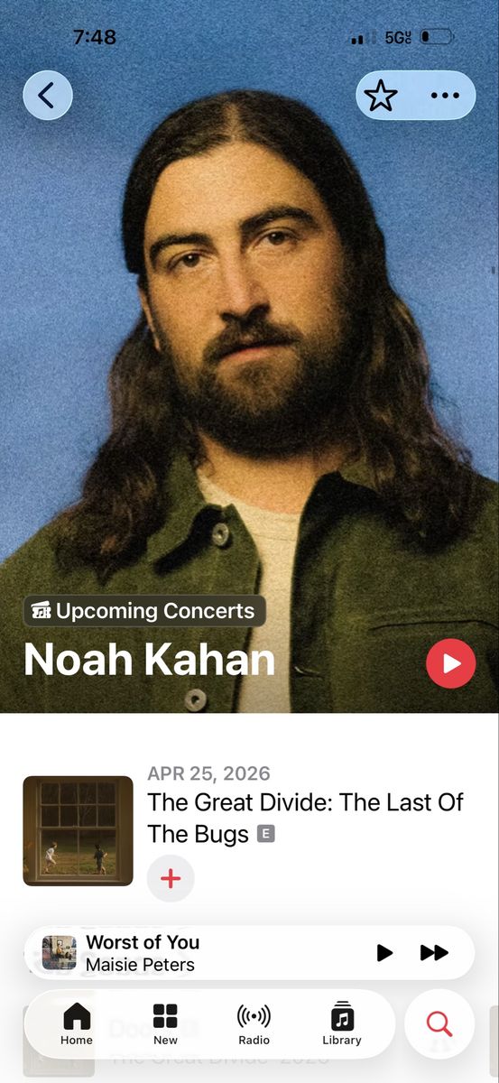 Concert ticket for Noah Kahan SECTION G OBO