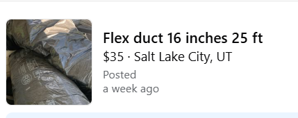 16 inches 25 ft flex duct