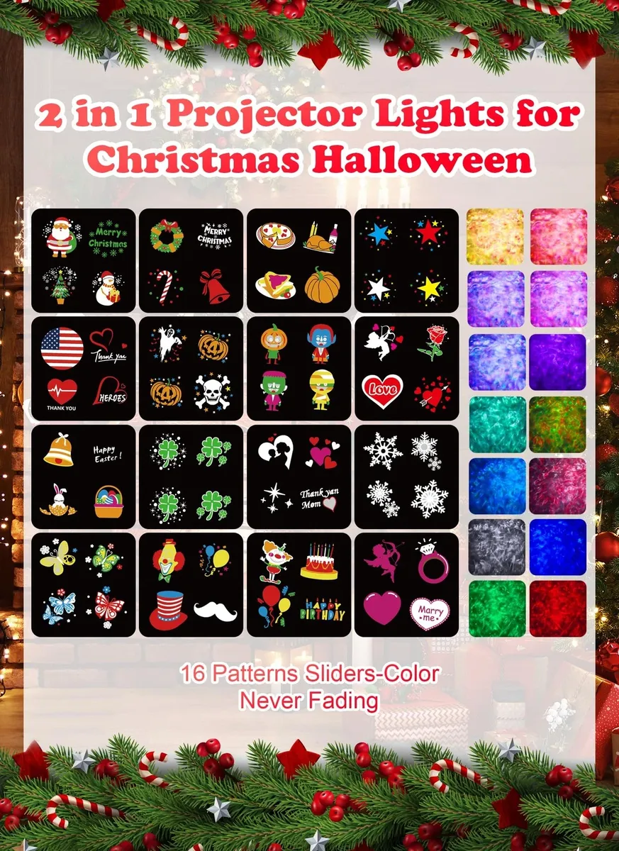 NEW SmartDawn Holiday Projector Lights Indoor/Outdoor 3D Ocean Waves + Pattern