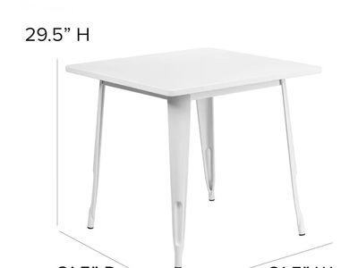 Commercial Grade 31.5" Square Silver Metal Table.