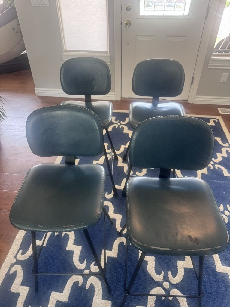4 Blue Kitchen Stools $25 OBO