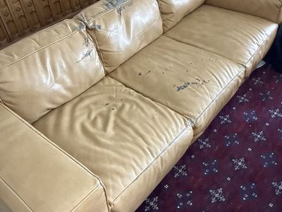 Free Vegan Leather Couch 86 Inch Tan