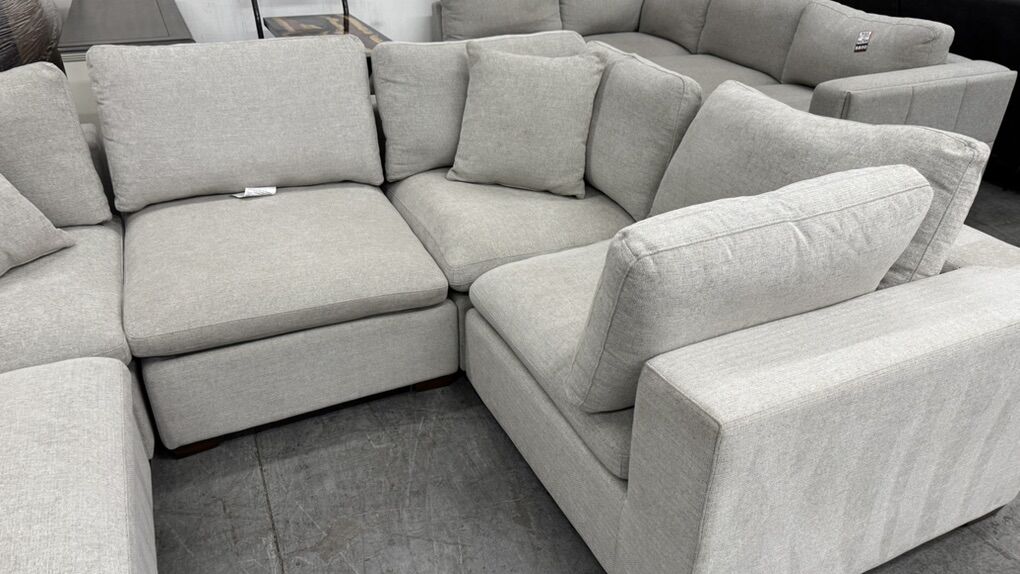 Modular 7 Pc Ottoman Fabric Sectional Sofa