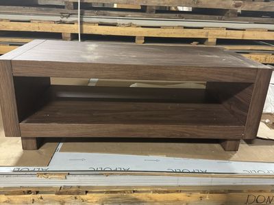 Modern Practical Walnut Coffee Table, Double-Layer MDF Storage Coffee Table for Living Room Bedroom Study