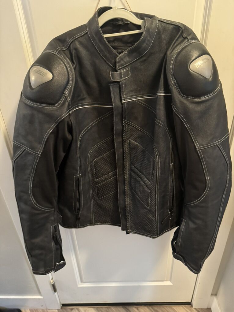Leather Titanium Plate Motorcycle Jacket