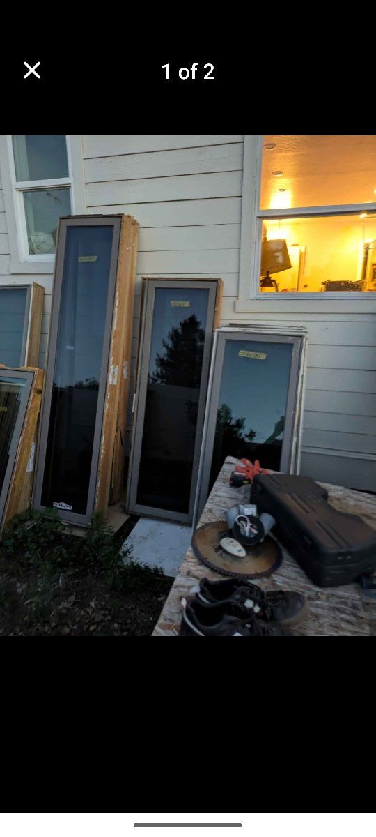 Assorted Used Windows.
wood interior and exterior. 
16 years old. 
factory tinted 