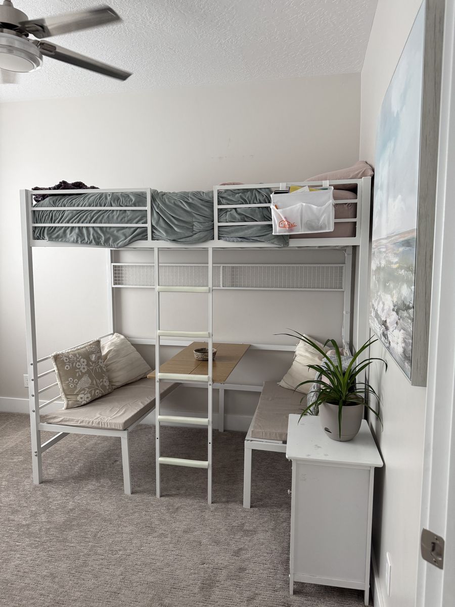 Bunk bed, table and benches
