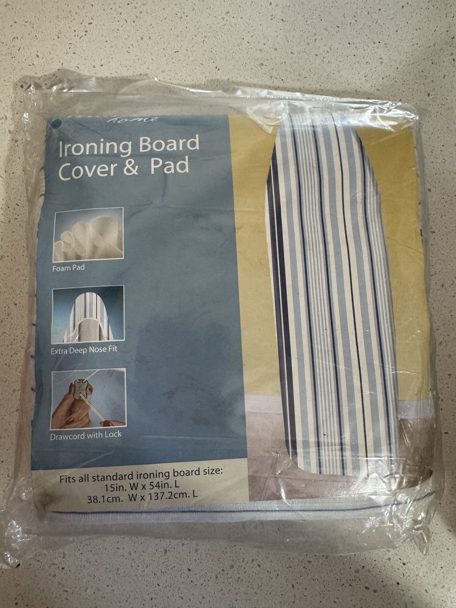 Home Ironing Board Cover & Pad - Blue & White Stripe, 15" x 54" Cotton with Foam Pad