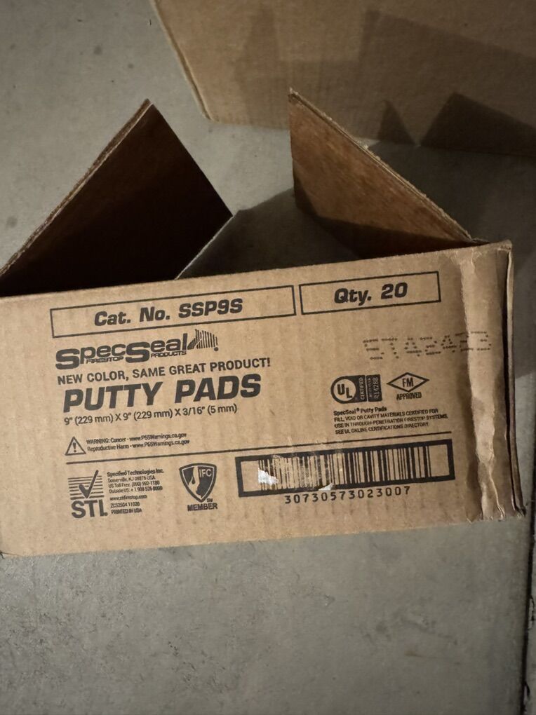 Box Of 20 SpecSeal Putty Pads 9 x 9 Firestop