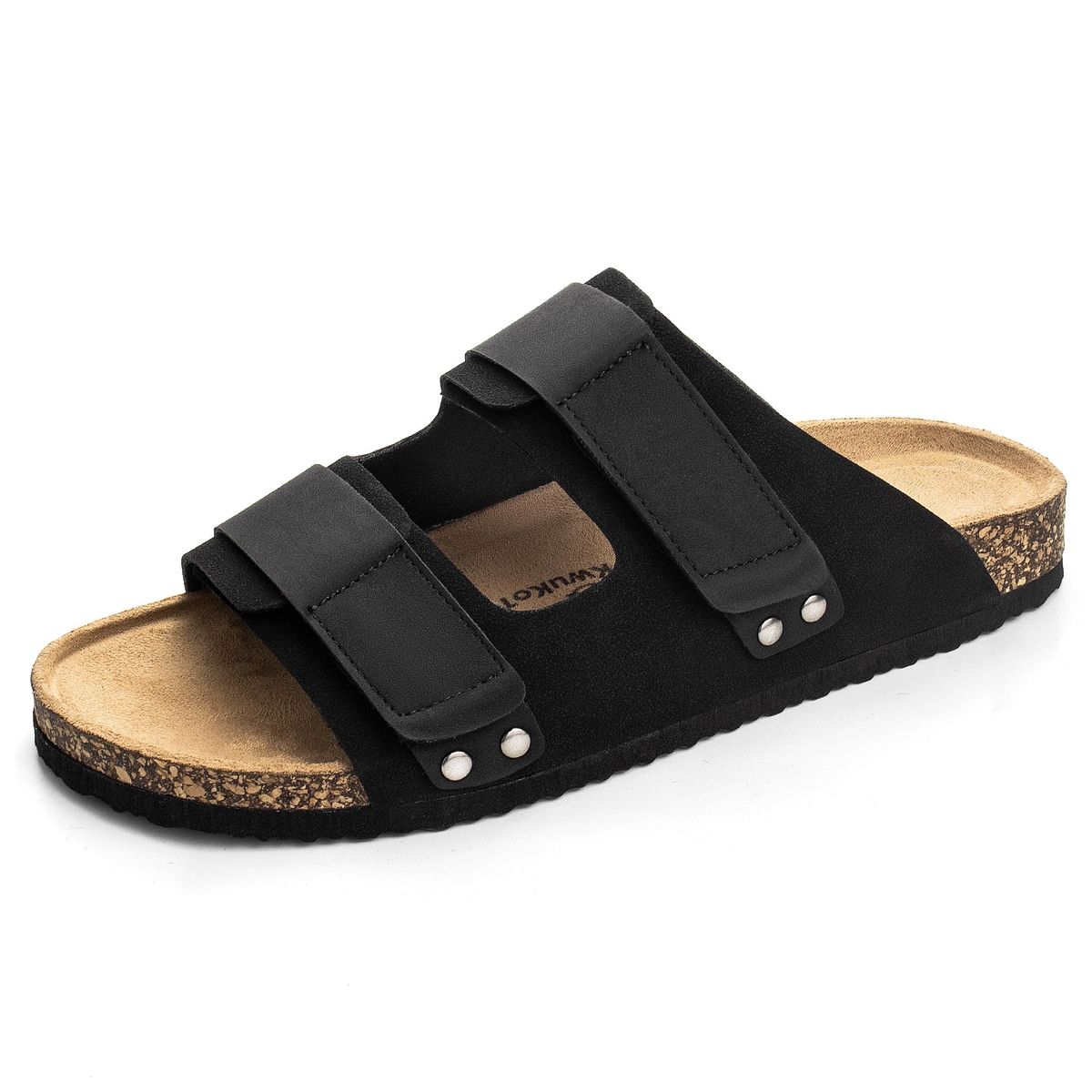 New! KWUKOTY Women’s Slide Sandals Cork Footbed EVA Adjustable Arch Support Black Size 7-7.5
