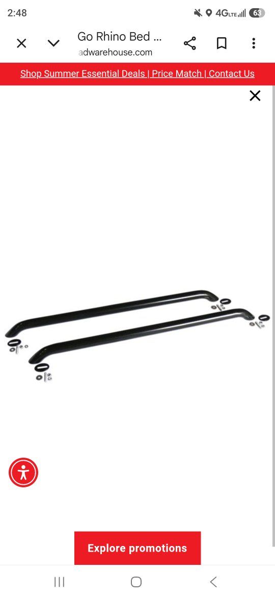 truck bed bars GO RHINO 8067UB 67.5 inches $50 or OBO