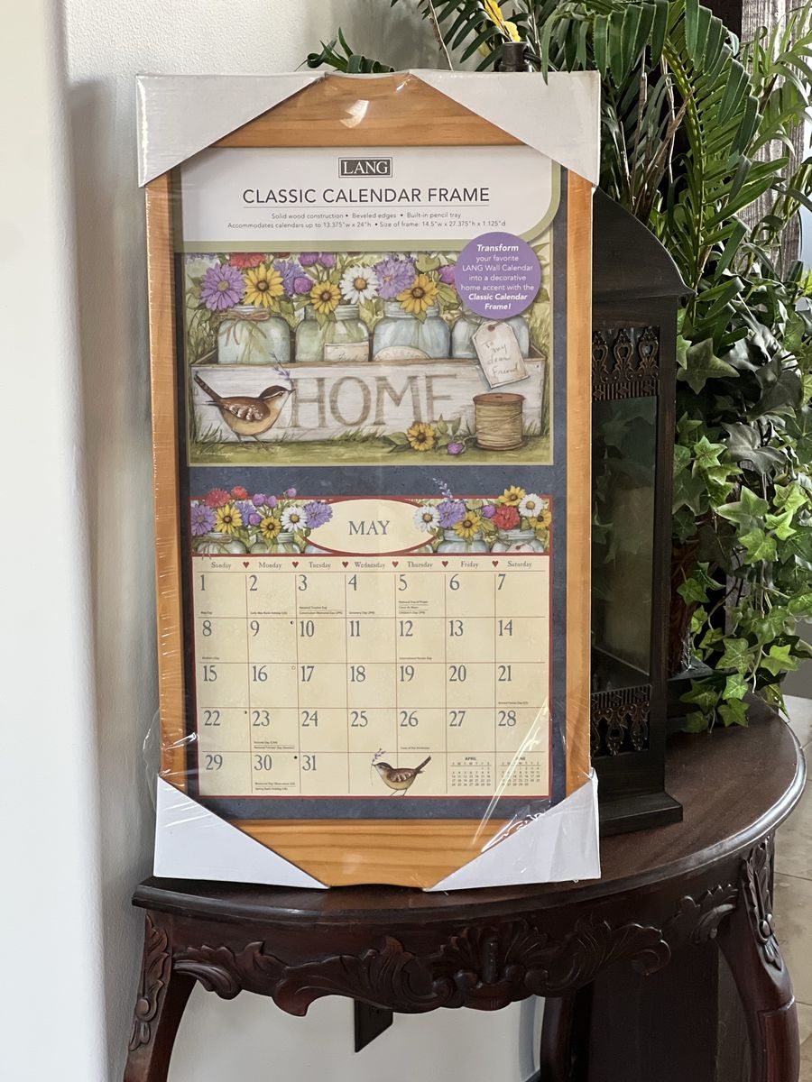 LANG Wooden Classic Calendar Frame 14.5" x 27.375" Solid Wood Decorative Wall Holder