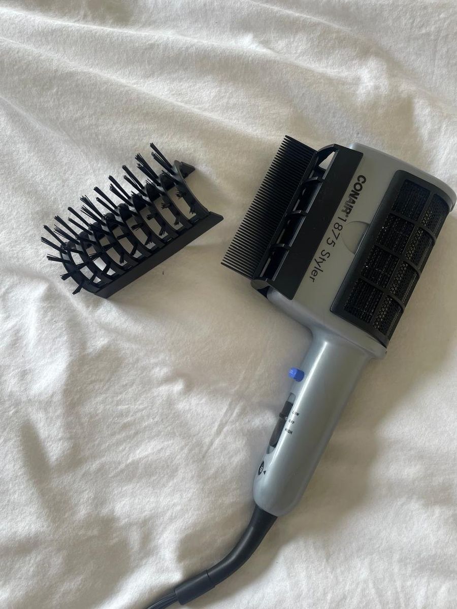 Conair 1875 Styler Hair Dryer with Detachable Comb Attachments - Gray/Black